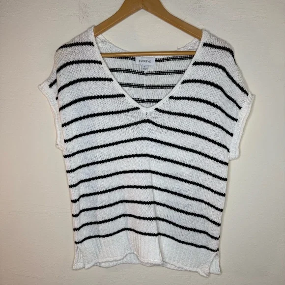 Evereve Stevie Pullover Black White Knit Size Small - Picture 2 of 9